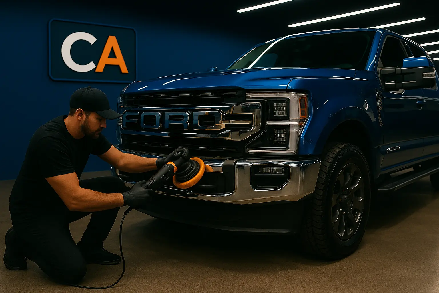 Detailing professional at work El Paso TX - CA Auto Detailing